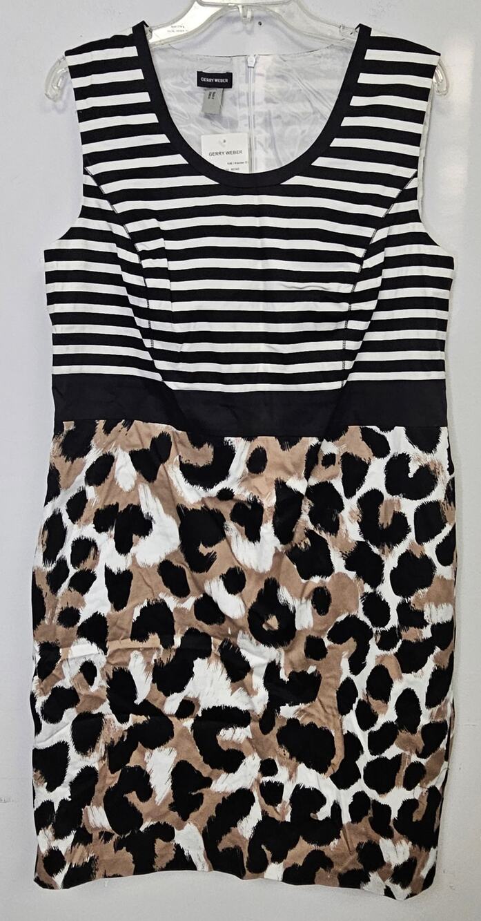 NWT Gerry Weber Womens Stripped & Leopard Print Sheath Dress-Size 14